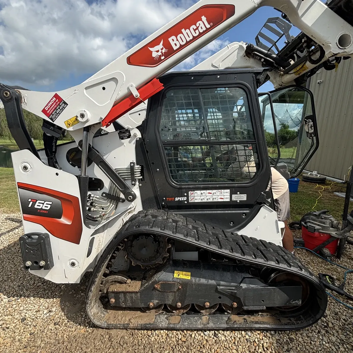 Bobcat skid steer cab after cleaning