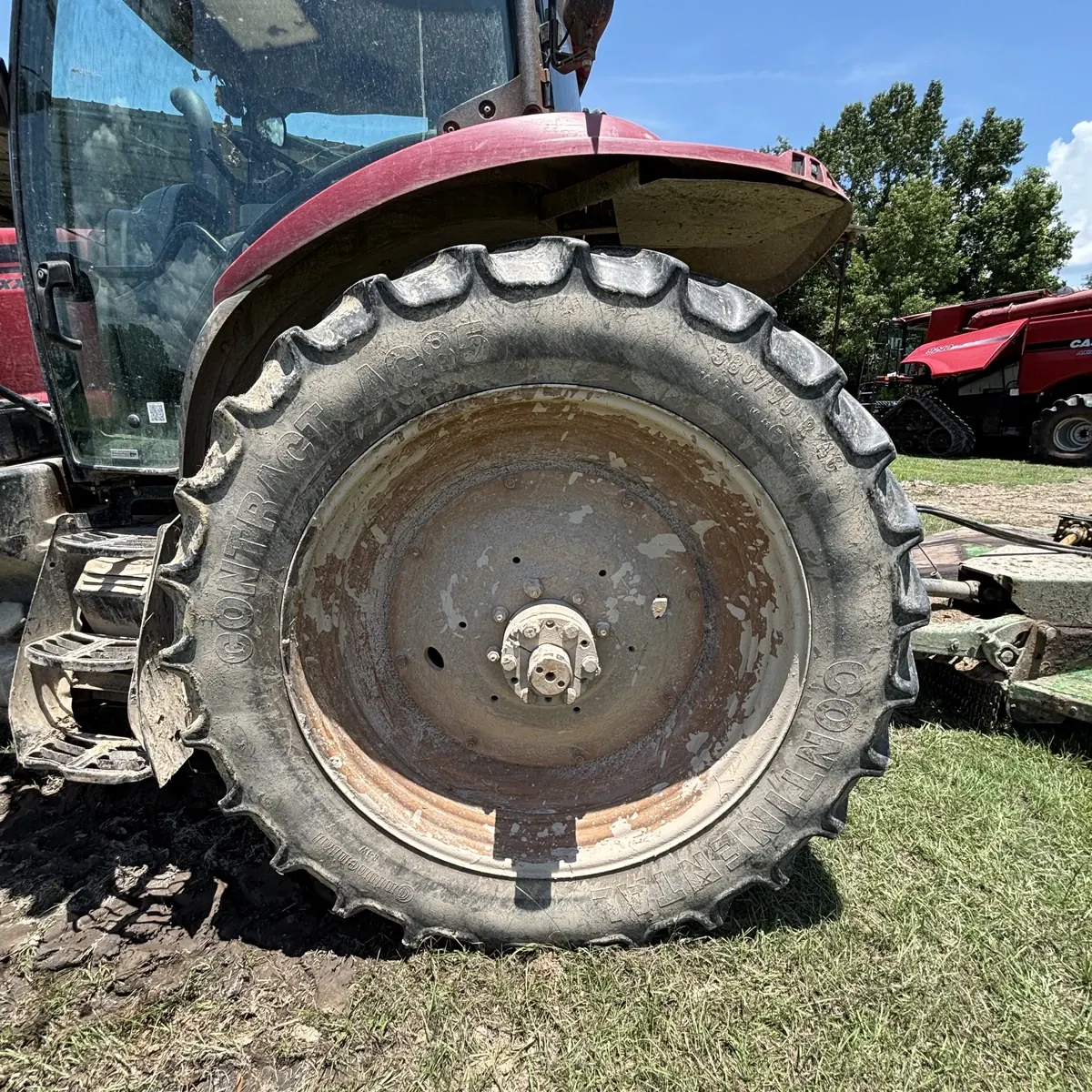Case IH tractor wheel before cleaning