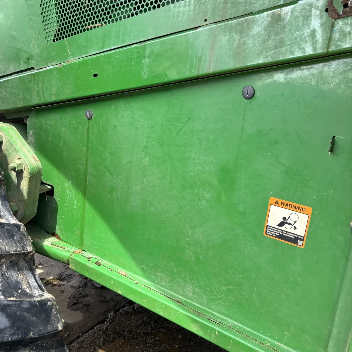 John Deere combine panel before cleaning