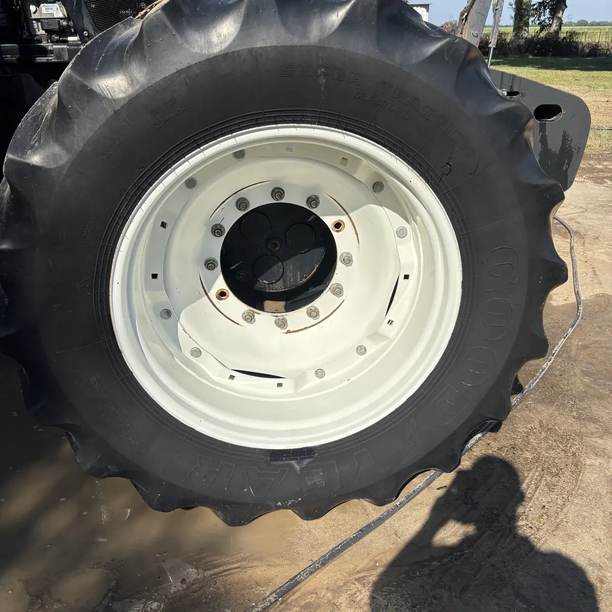 New Holland tractor wheel after cleaning