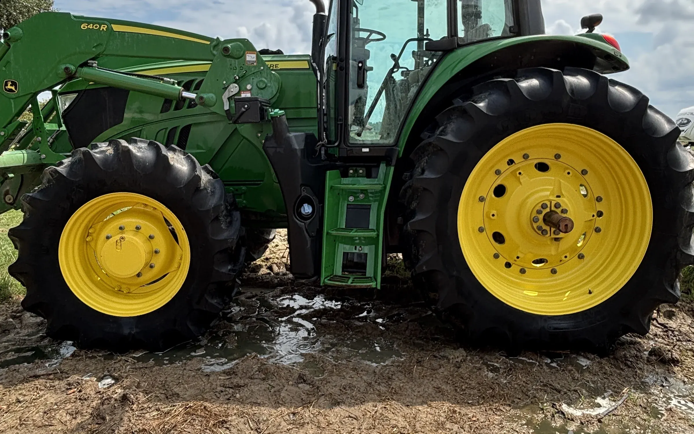 A John Deere tractor after cleaning
