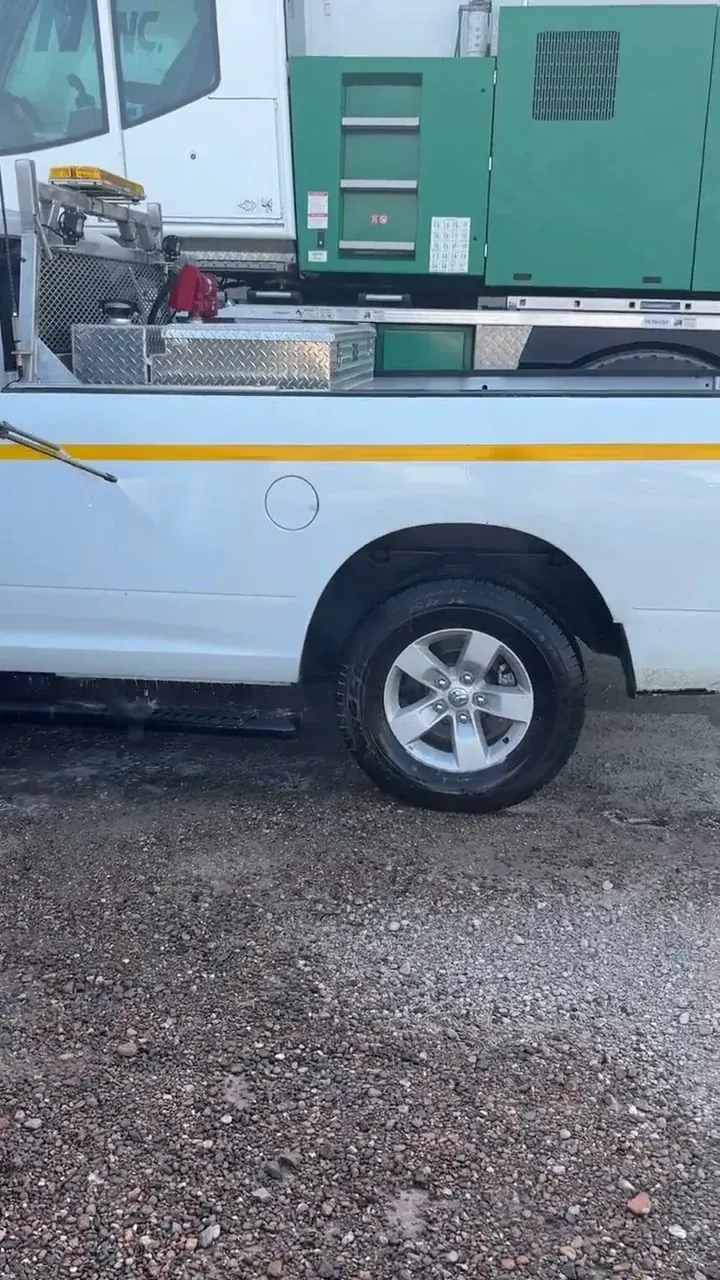 Rinsing down a service truck