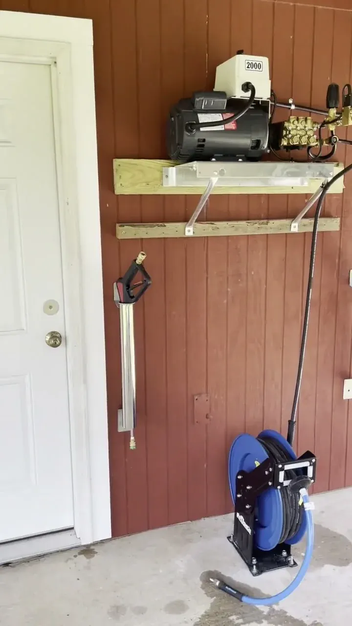 A wall-mounted washer install